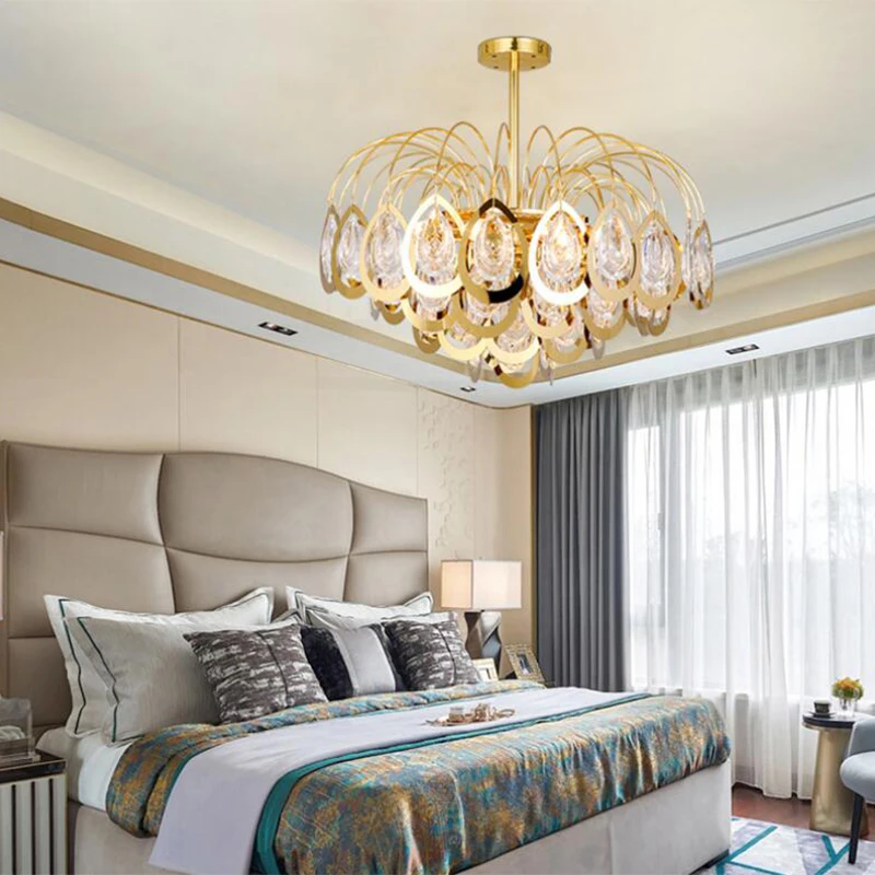 Postmodern peacock feather shape restaurant chandelier creative personality crystal light luxury living room bedroom | Лампы и