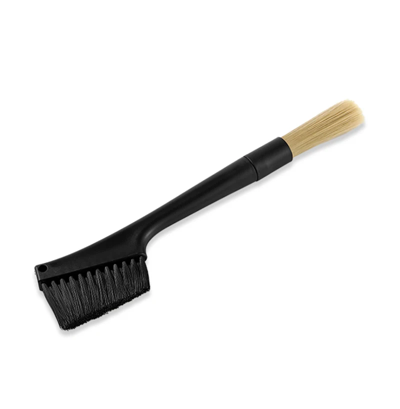 Cepillo de caf&eacute; de doble cabeza, molinillo de caf&eacute;, cepillo de limpieza de m&aacute;quina, mango de madera, cerdas naturales, cepillo de Espresso para polvo de madera, 1 ud.-0