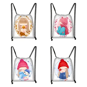 Сумка женская зимняя на шнурке, с мультяшными животными