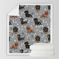 cute dachshund cozy premiun fleece blanket 3d printed sherpa blanket on bed home textiles