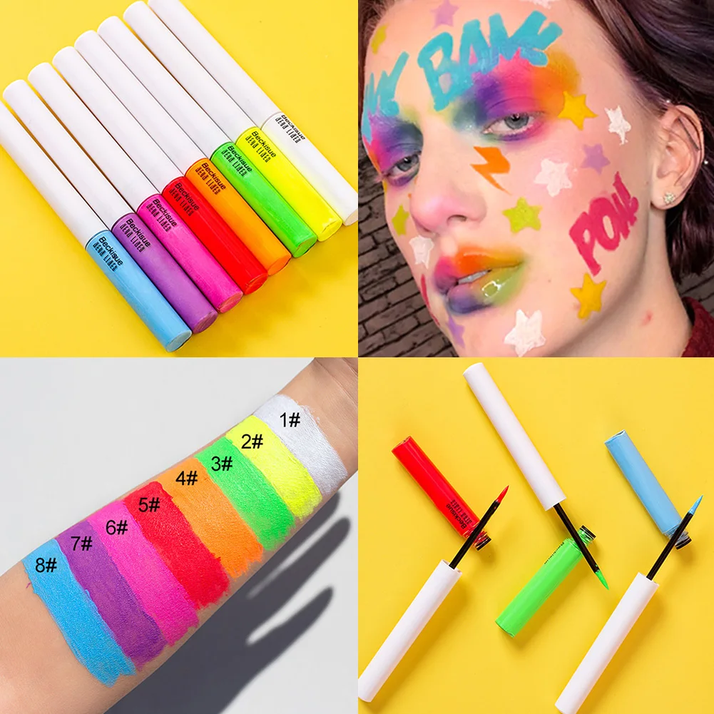 

8 Colors Neon Liquid Eyeliner Pencil Waterproof Colorful Blue Green Yellow White Eye Liner Pen Women Makeup Eyes Cosmetics