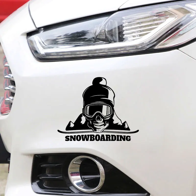 

Snowboard Skull Mountain Extreme Sport Fashion Car Styling Decor Vinyl Car Sticker Black/Silver KK 14CM X 18CM