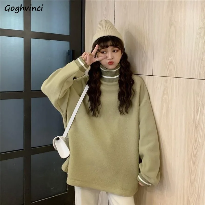 

Turtleneck Sweater Women Solid Autumn Thickening Long Sleeve Womens Harajuku Ulzzang Streetwear Trendy Simple Basic Leisure Ins