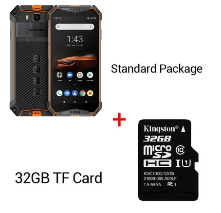 Ulefone Armor 3 Вт IP68 водонепроницаемый мобильный телефон 10300 мАч 5," FHD+ Восьмиядерный 6 ГБ+ 64 ГБ helio P70 Android глобальная версия Smart - Цвет: Orange N 32GB Card