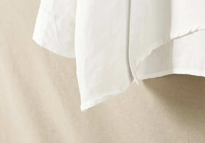 Горячая 2021 сезон: весна лето новая женская рубашка из хлопка и льна косые белая с