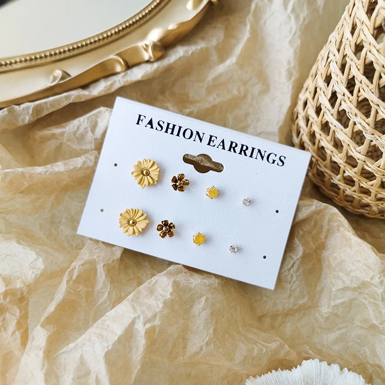 Эстетические летние милые серьги с маленькими цветами маленькие трехмерные