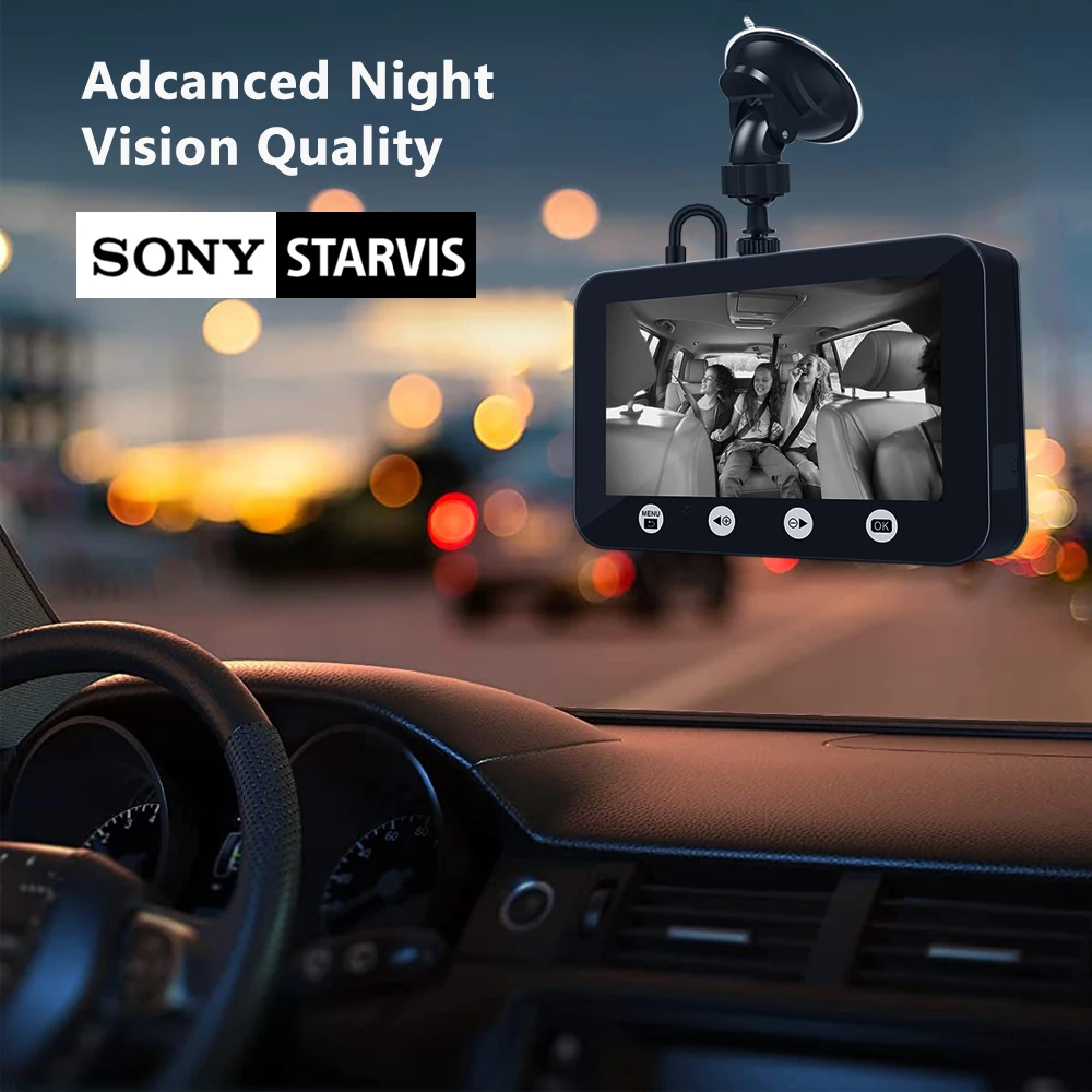 Видеорегистратор VSYS 2 канала 1080P с функцией ночного видения IPS-экран 4 3 дюйма |