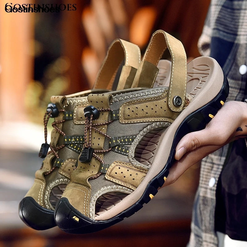 Sandel/мужские сандалии из натуральной кожи повседневная обувь для вождения