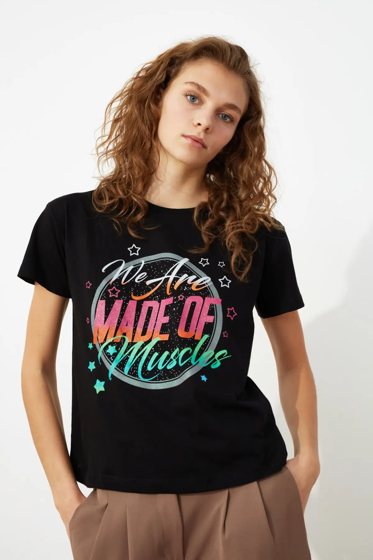 

Trendyol Semi-fitted Printed Knitted T-Shirt TWOSS21TS0351