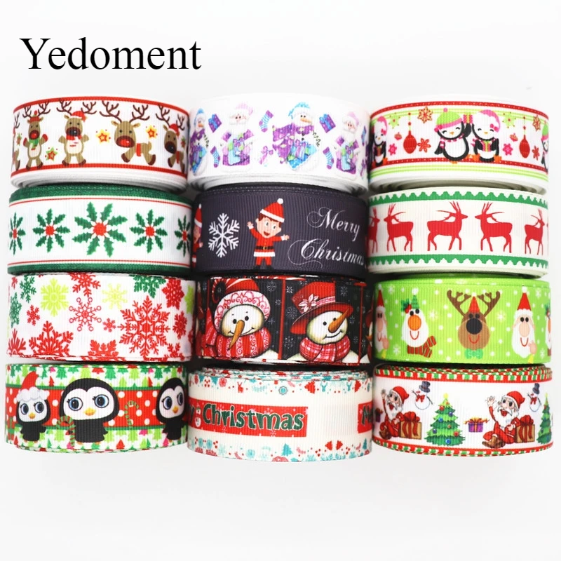 10 ярдов 1 'ཕ мм Рождество День печатных корсажные ленты пробки для