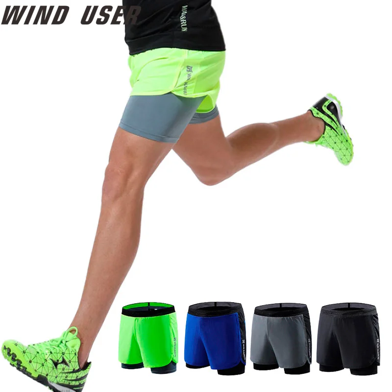 

Gym shorts Men Mock Two-Piece Marathon Running Track and Field Training Fitness Quick-Drying Sports Shorts