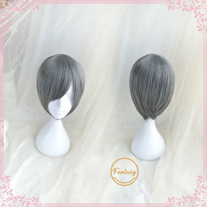Ciel Phantomhive Черный Дворецкий Аниме косплей парик Косплей Короткие Серые