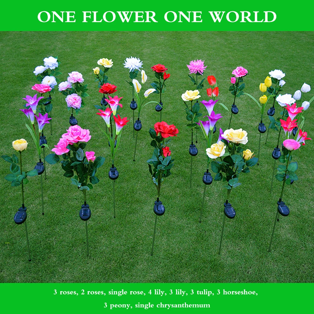 Лампа с цветами лилии на солнечной батарее многоцветный светодиодный фонарь для