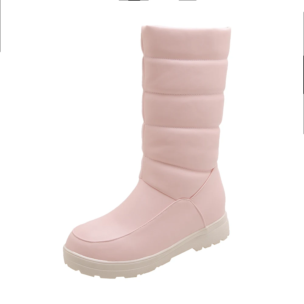 Женские сапоги до колена на плоской подошве с плюшевой подкладкой черные розовые