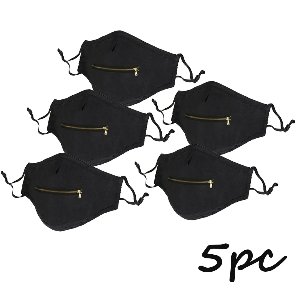 5 шт. Моющиеся защитная маска Для мужчин и женщин многоразовая с замком молнией