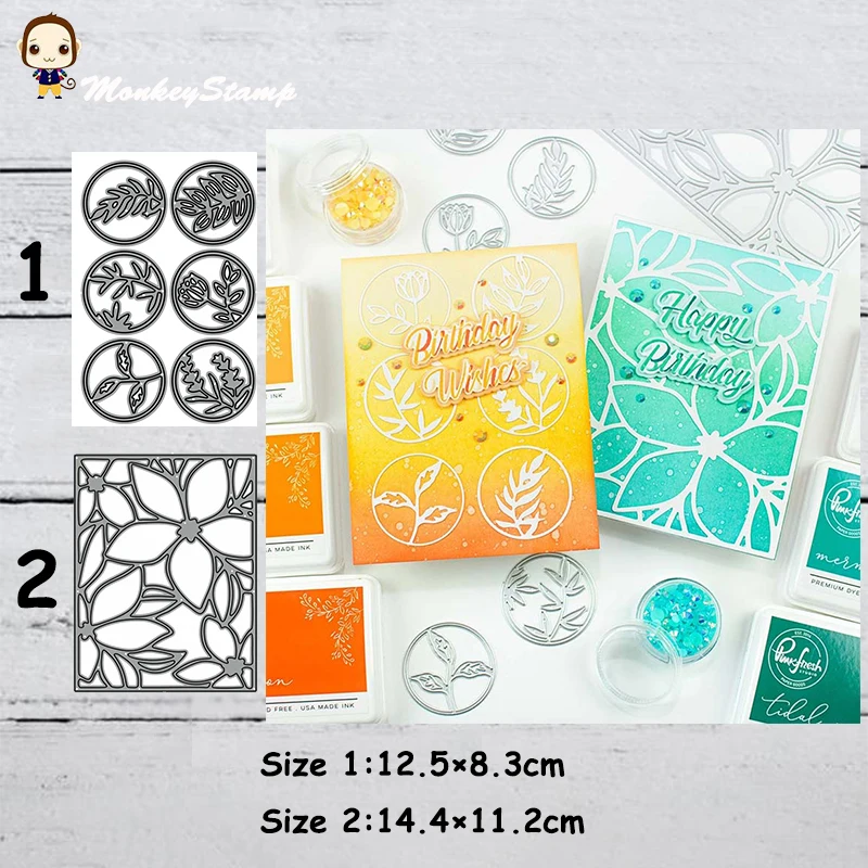 Обезьянка круг и цветок фон металлические режущие штампы трафареты для DIY