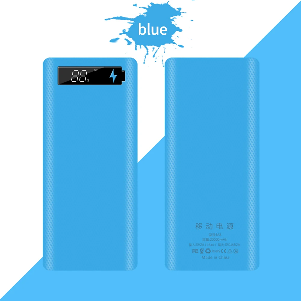 Oaoyeer 5 в двойной USB 8*18650 Внешний Аккумулятор Тип C аккумулятор мобильный телефон
