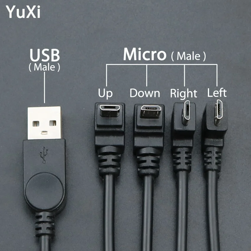Кабель YuXi для передачи данных и зарядки с углом 90 градусов штекер Micro USB/USB 2 0 A |