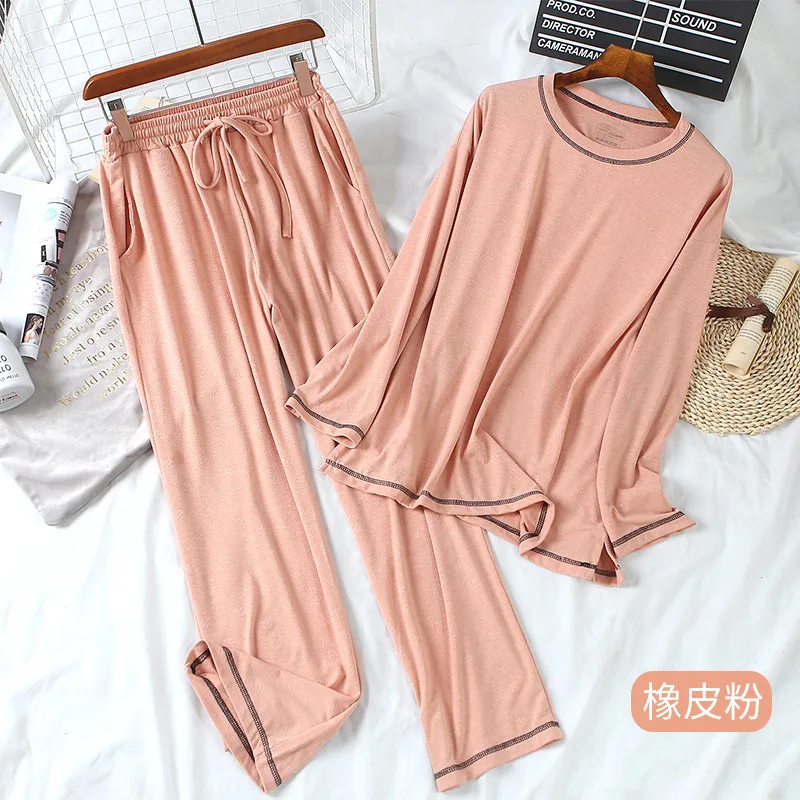 

2020 Pijamas Women Pyjamas Autumn Modal Home Suits Female Long Sleeve+Drawstring Loose Long Pants 2Pcs Sets Tracksuits