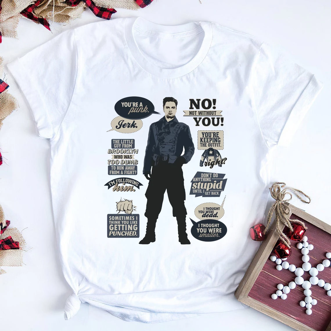 Зимняя футболка в стиле ТВ-шоу с изображением солдата супергероем баки барне