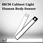 Светодиодный светильник для шкафа, ультратонкий ночсветильник из алюминиевого сплава с зарядкой от USB и пассивным ИК датчиком движения для кухни, лестницы, кабинета, 60 см