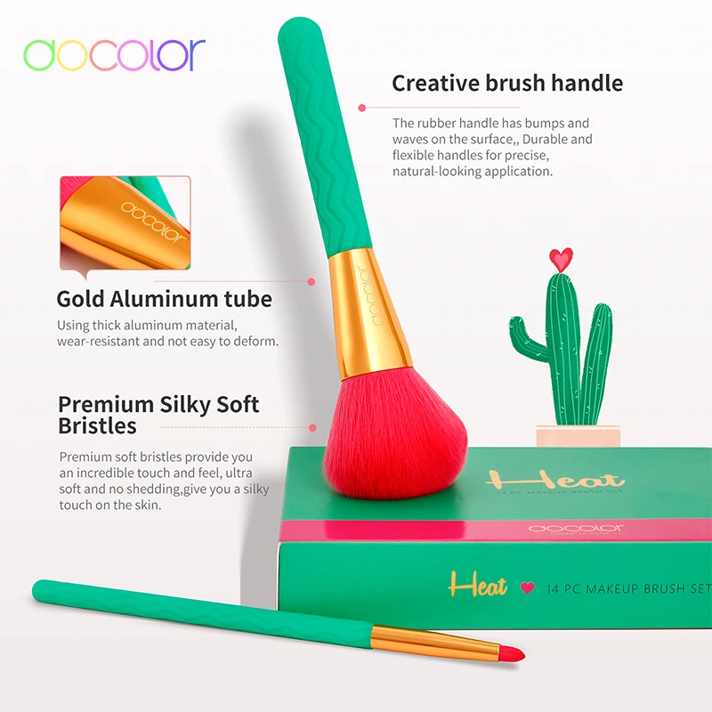 Docolor 14 шт. Профессиональные кисти для макияжа набор кистей с деревянной основой