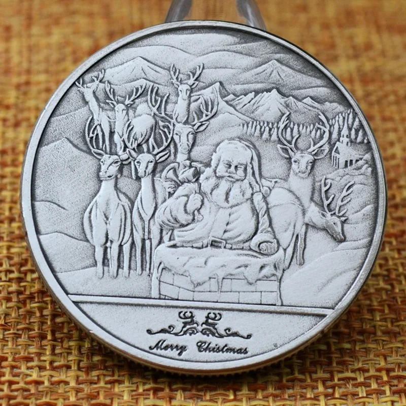 

US Military Challenge Coin Christmas Series Metal Badge Commemorative Coin Crafts Collectibles Home Decoration