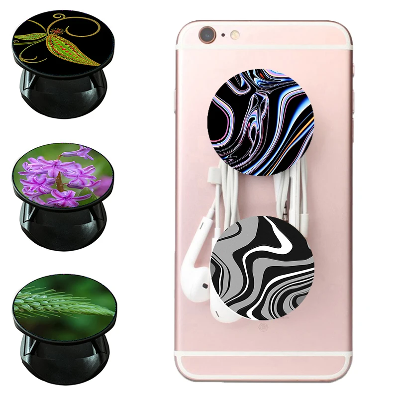 

Expanding Flowers Green Leaves Stand Mount Phone Socket Fold Mobile Pocket Desktop Bracket Phone Grip Stand Holder Finger Holder