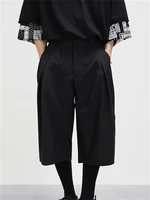 mens casual pants wide legged pants culottes 7 minutes of pants in the spring and autumn the new black loose straight canister