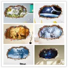 Яркие 3d настенные Стикеры с отверстиями в виде разбитых животных, украшение для гостиной, спальни, домашнего декора, Современная Художественная Роспись сделай сам наклейки с пейзажем