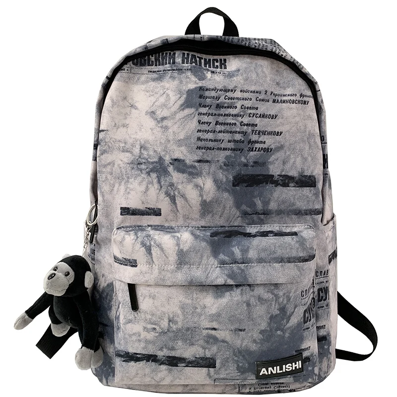 

Trendy Letter Printed Backpack Men Women Waterproof Nylon School Backpacks for Teens Large Capacity Leisure Travel Backpack Men