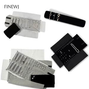 Чехол-органайзер для хранения ювелирных изделий, портативный дорожный Чехол из черного бархата для хранения подвесок, цепочек, браслетов, серег, колец