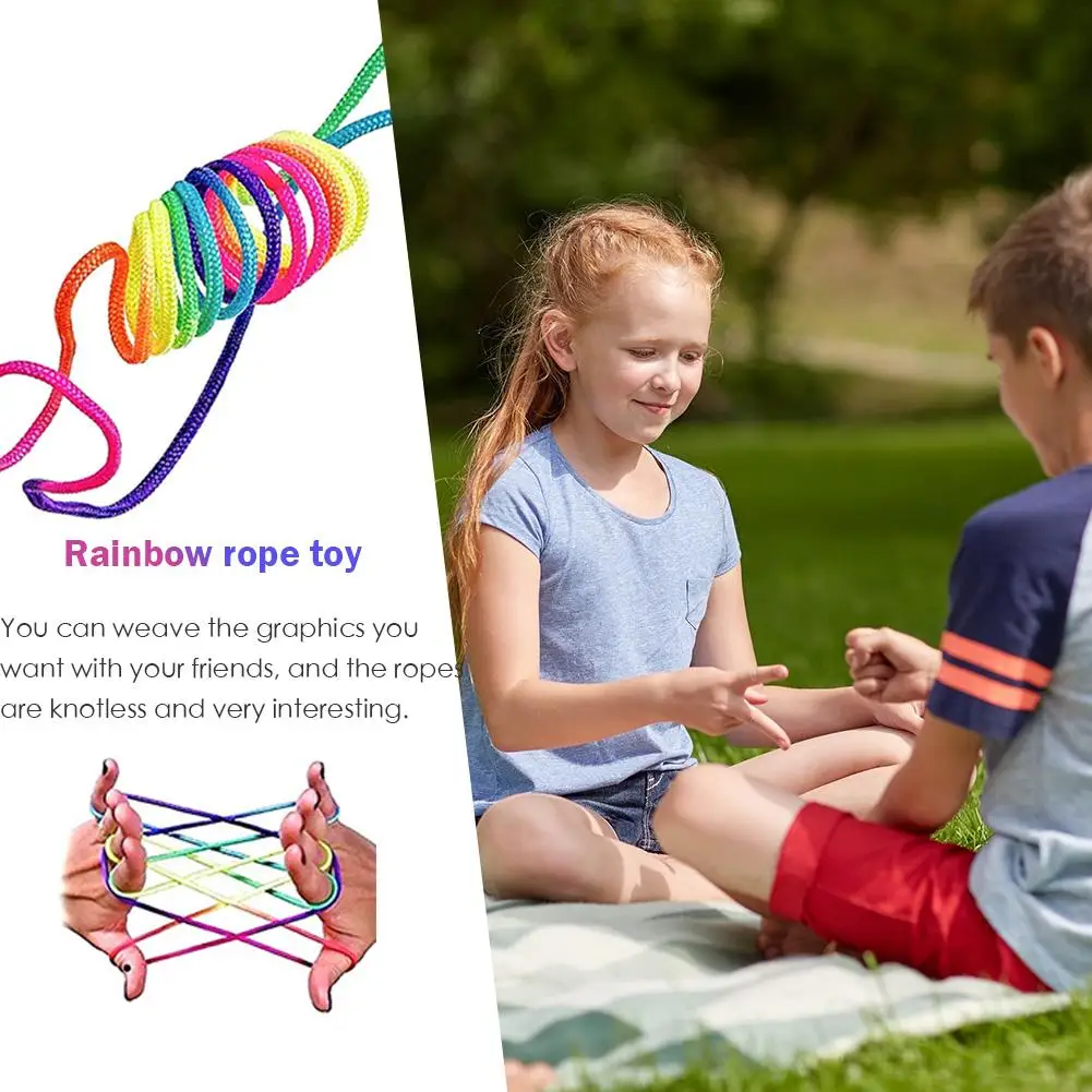 

Kids Rainbow Color Finger Thread Rope Fumble String Game Puzzle Educational Game Montessori Toys for Children Christmas Gift