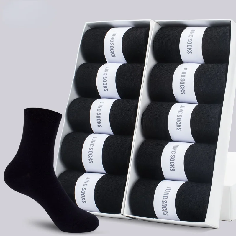 Мужские хлопковые носки, новинка, Стильные черные деловые мужские носки, мягкие дышащие летние зимние мужские носки, бриджи (6,5-14)
