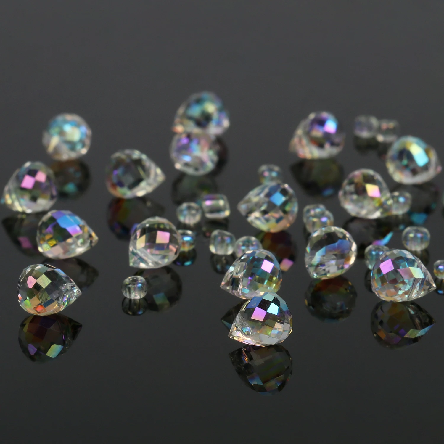 

White AB Clear Lampwork Crystal Glass Beads Loose Waterdrop Spacer Beads for Jewelry Making DIY Handmade Bracelet Earrings 7x6mm