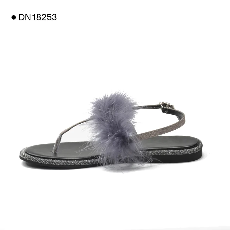 DN18253-Gray Donna-in/распродажа; сезон лето; Лидер продаж; женские босоножки на платформе и танкетке; босоножки на плоской подошве ручной работы из натуральной кожи на высоком каблуке; женская обувь; коллекция года - Цвет: DN18253-Gray