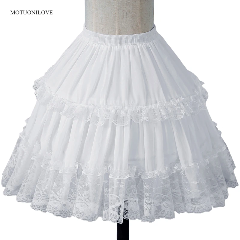 Белый черный Лолита Короткие юбки обруч Jupon Кринолины кружева рокабилли Vestido Adulto летние пышные Нижняя юбка cancan de novia