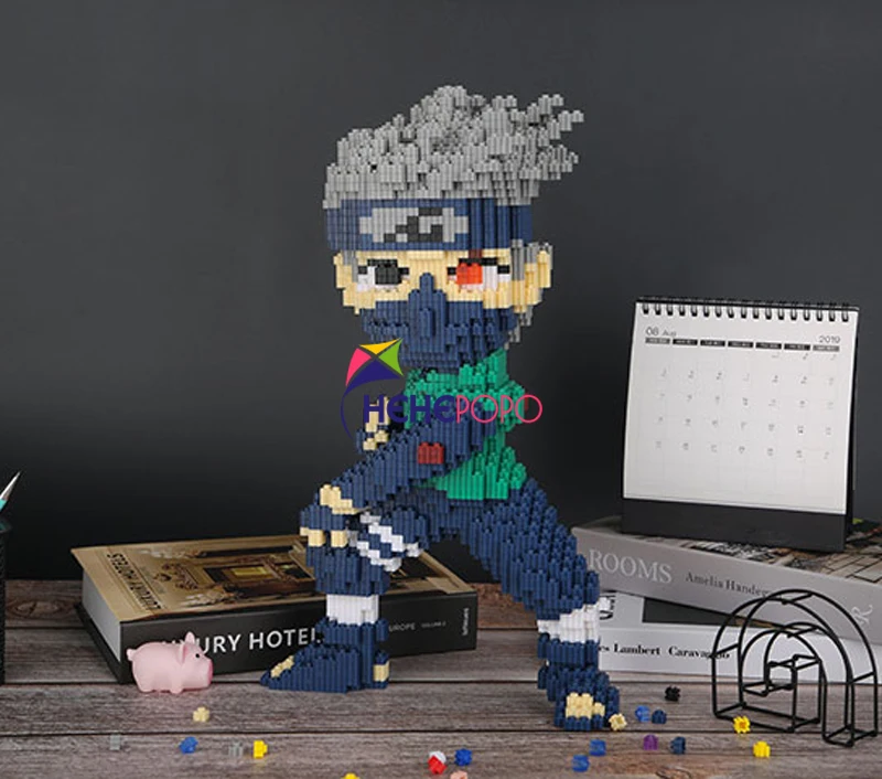 

37cm Tall 5400pcs+ Middle Bricks Building Blocks Naruto Gift for Boy Cartoon Anime Kakashi Model Children Assemble Toys 8054