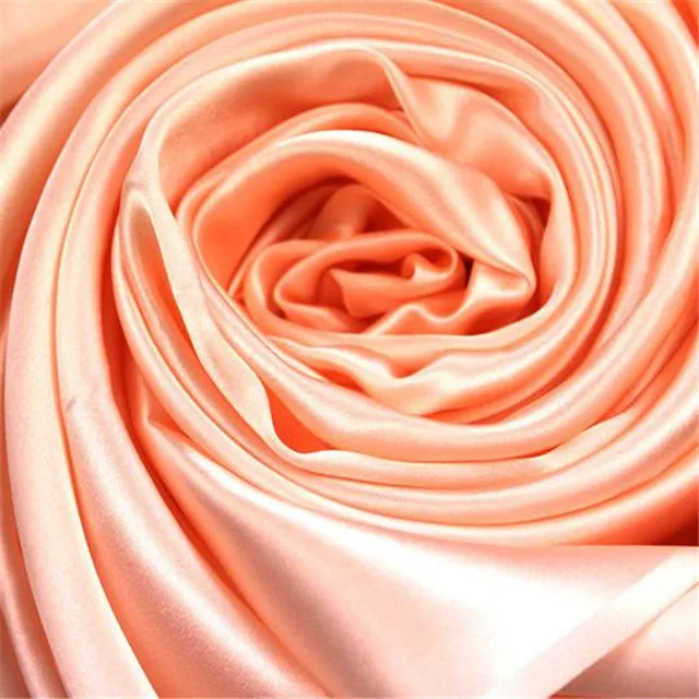 17 orange pink Шелковая атласная ткань 16momme 114 см 44 дюйма сплошной цвет тутового натурального чистого материала шелк Шармез ткань для женского платья - Цвет: 17 orange pink