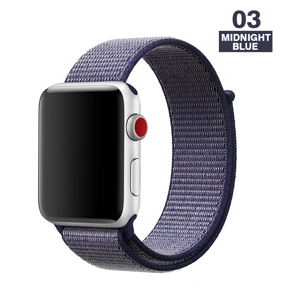 Спортивный ремешок для Apple Watch 42 мм 38 мм ремешок для часов 4 44 мм 40 мм Iwatch Серия 3 2 1 нейлоновый браслет дышащие аксессуары - Цвет ремешка: Midnight blue