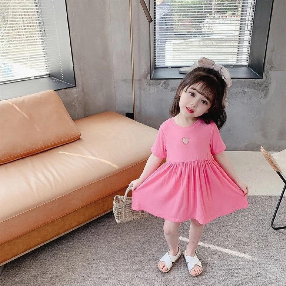 

Children Summer Fashion Baby Girls Heart Hollow Party Birthday Dress Infant Princess Girls Casual Mini Pleated Sundress Wear