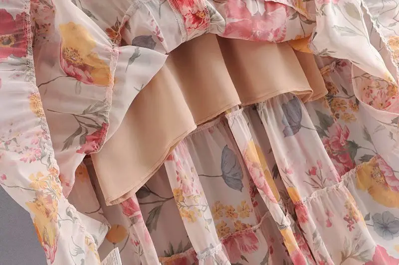 2019 новое осенне-летнее платье с цветочным принтом из двух частей вечернее в стиле