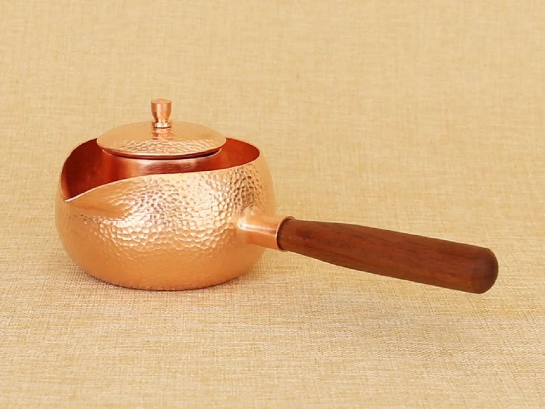 

Pure Copper Pot Tea Core Cup Boiling Water Kettle Handmade Round Handle Upscale Gift