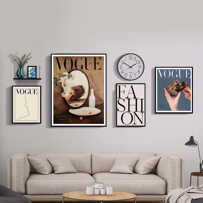 

Modern Fashion Vogue Vintage Poster Retro Decor Canvas Painting On The Wall Pictures for Home Design