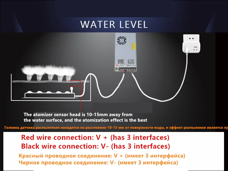 

DC48V 2pcs 8 Head Ultrasonic Humidifier Industrial 8000ML/H Mist Maker Fogger With 220V 720W Power Supply