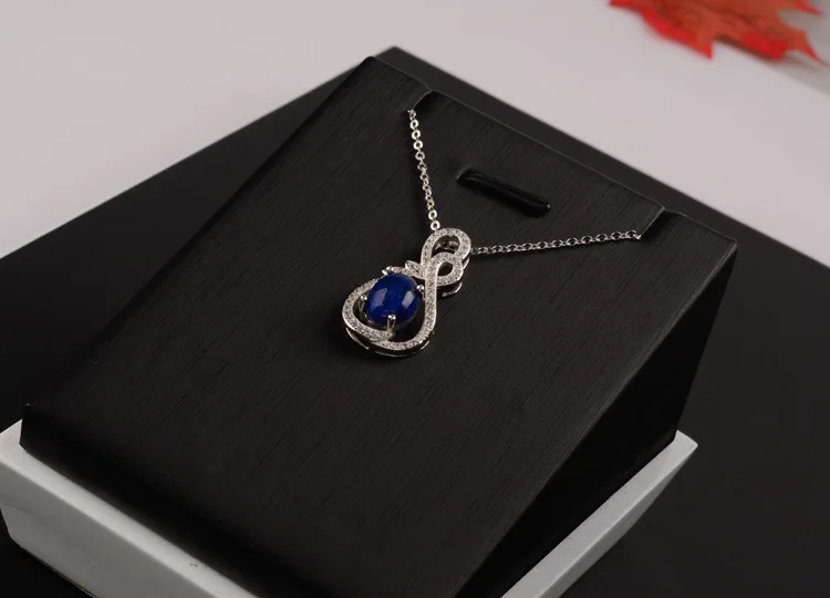 MeiBaPJ натуральный Лазурит, драгоценный камень Модный кулон Цепочки и ожерелья для Для женщин Настоящее серебро 925 проба изящное ювелирное изделие "Шарм" 2 цвета