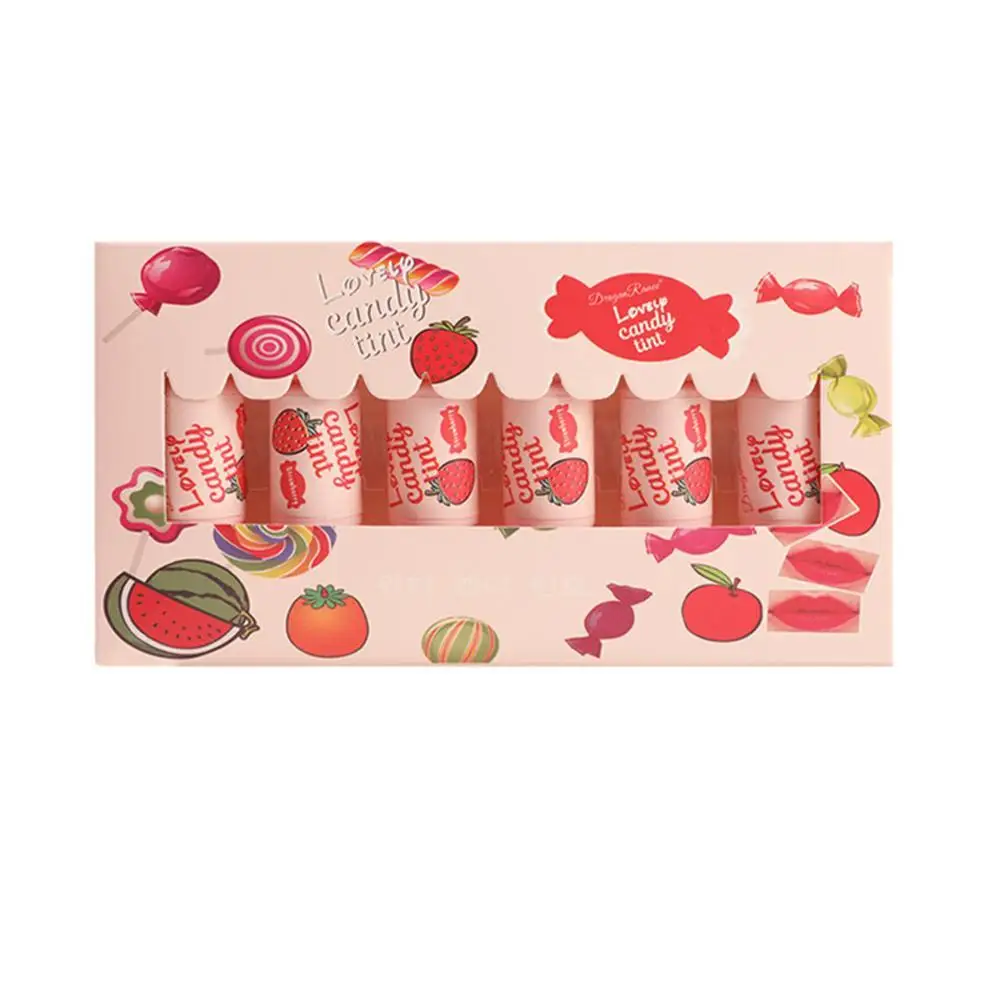 

6Pcs/Set Creative Candy Packaging Lip Gloss Waterproof Mirror Lipstick Lip Glaze Cute Girl Gift Dye Liquid Lip Makeup Cosmetics