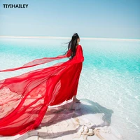 tiyihailey free shipping 2021 new summer fashion chiffon dresses for women long floor length red dress s xl full sleeve v neck