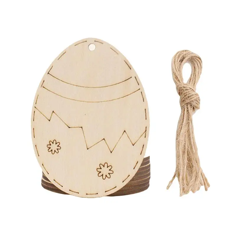 20 шт. кролик в форме яйца Висячие кусочки дерева пасхальные деревянные штуки DIY