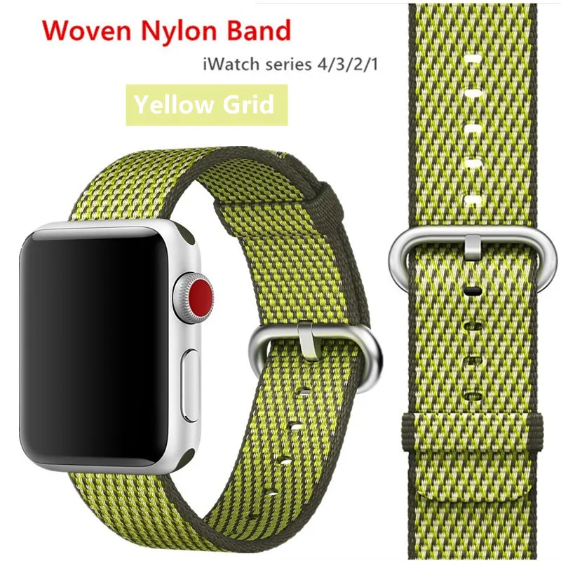yellow grid Нейлоновый ремешок для apple watch band 42 мм 38 мм iWatch 4 Band 44 мм 40 мм браслет ремень Спортивная петля ремешок для apple watch 4 3 2 1 - Цвет ремешка: yellow grid